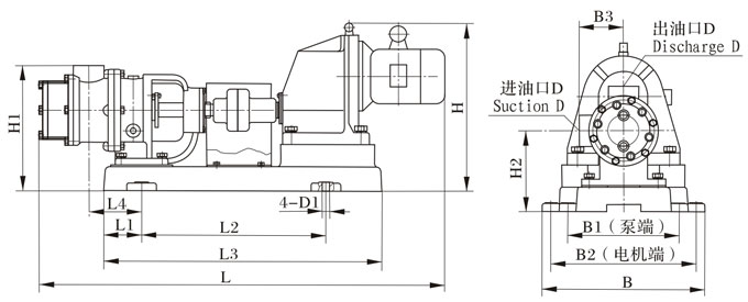 NYP不鏽鋼保溫泵配減速電機整機安裝尺寸圖 
